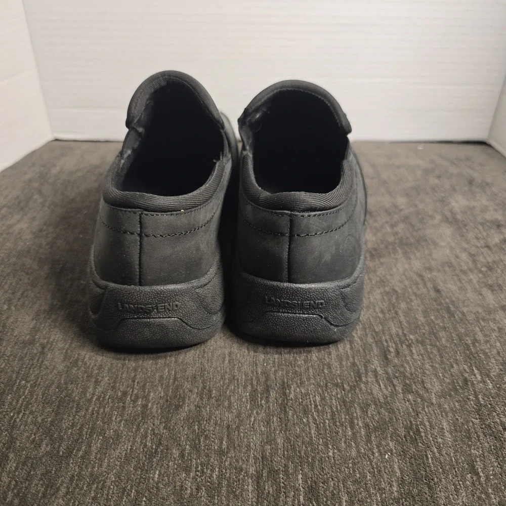 LANDS END Womens Loafer Black Suede Leather Upper Slip On Comfort Size 7.5D